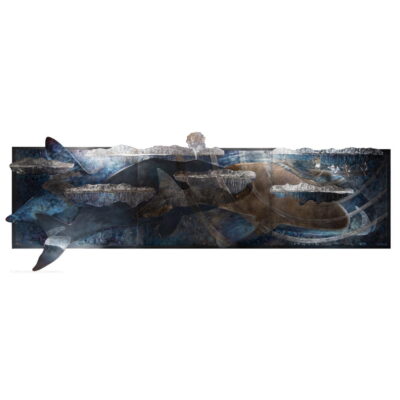 Metal photo print of 11.5' heat colored steel engraving for Kisimgiugtuq Schoo in Kivalina, Alaska.
