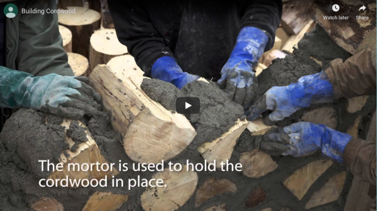 Link to video showing the process of cordwood building.
