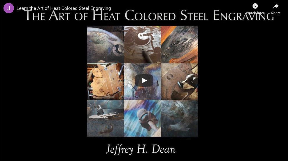The Art of Heat Colored Steel Engraving online metal art course covers all aspects of heat coloring steel, decorative grinding, and creating elaborate metal art paintings.