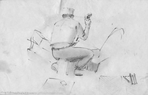 Sketch of Italian flagstone carver in Florence, Italy.