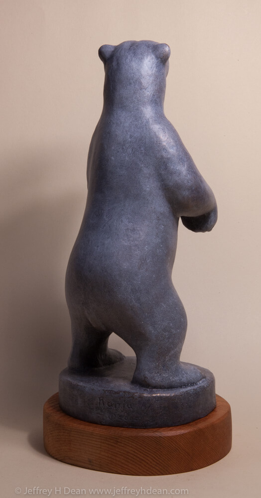 Bronze sculpture of standing polar bear
