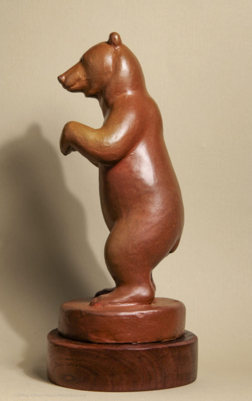 Bronze sculpture of standing grizzly bear